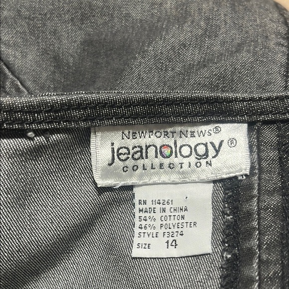 NEWPORT NEWS JEANOLOGY VINTAGE GRUNGE MERMAID HEM DARK GRAY DENIM SKIRT, SIZE 14 - Picture 3 of 7